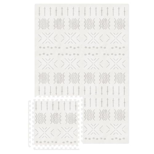 MOON WALKERS Stylish Boho Baby Play Mats for Floor, (4x6ft) Play Mat for Babies and Toddlers, Non-Toxic, Soft, Thick, Tummy Time Mat for Crawling (Standard 6 Tiles, Ivory Aztec)