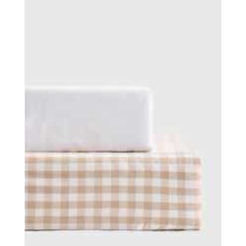 Organic Percale Gingham Crib Sheet 2-Pack in Cafe