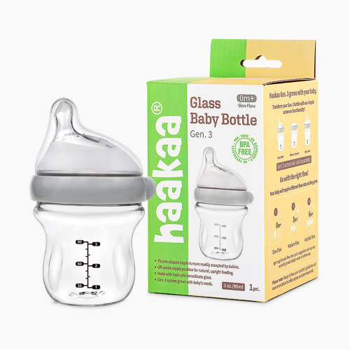 Haakaa Glass Baby Bottle - Clear, 3 Oz, 1