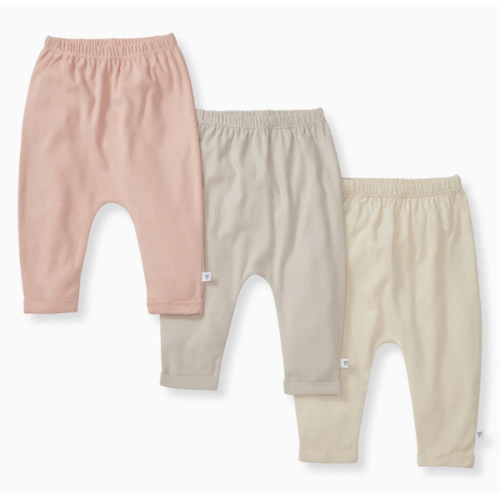 Solid Organic Cotton Baby Pants 3 Pack Pink Sand