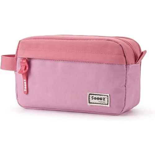 Sooez High Capacity Pencil Case, Big Pencil Bag Pouch Box Organizer Pen Case, Portable Journaling Supplies with Easy Grip Handle & Loop, Asthetic Supply for Girls Adults, Mint Green