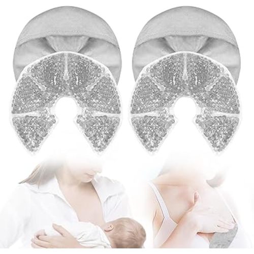 Breast Ice Packs, Breast Therapy Pack for Engorgement Hot and Cold Breastfeeding Gel Pads for New Mom Essentials Reusable Gift for Relieve Clogged Ducts, Nipple Pain, Improve Milk Flow