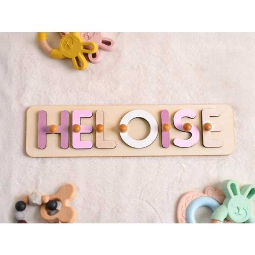 Personalized Name Puzzle, Wooden Name Puzzle With Pegs, Toddler Gift, Natural Wooden Puzzle, Baby Toys, 1st Birthday Gift, Baby Shower Gift