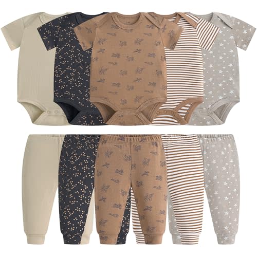 Baby Newborn Layette 10-Piece Clothing Sets Soft Cotton Bodysuits Pants Sets for Baby Boys Girls Toddler Unisex