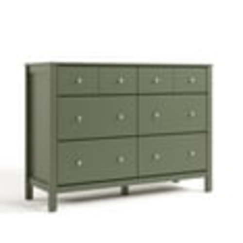 Storkcraft Horizon 6 Drawer Nursery Double Dresser, Olive