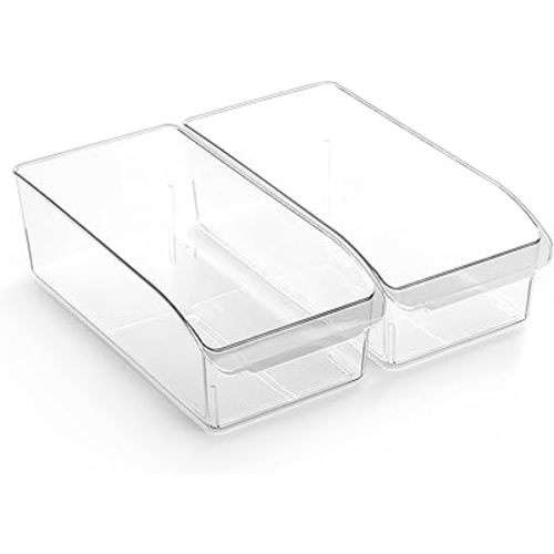 BINO | Plastic Storage Bins, Small | THE CURVE COLLECTION | Multi-Use Organizer Bins | Storage Containers Kitchen, Pantry and Home Organization | Fridge Organizers | Pantry Organization and Storage
