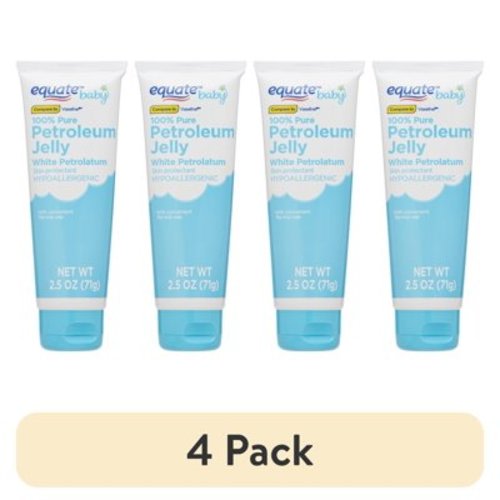 (4 pack) Equate Baby Petroleum Jelly Tube, 2.5 oz, Compare to Vaseline®