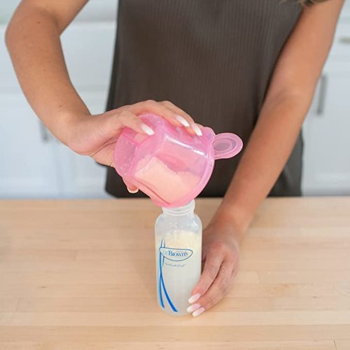 Dr. Brown's Baby Formula Dispenser with Snap-On Lid for On-the-Go Feedings,Milk Powder Dispenser for Traveling with Infant,Pink