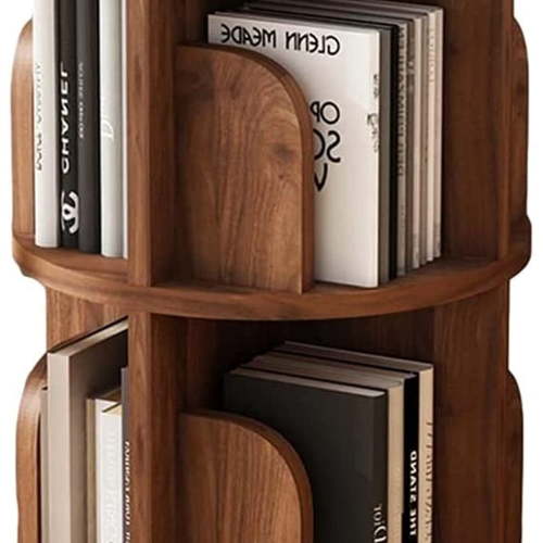 360° Rotating Bookshelf Brown - Solid Wood Revolving Bookcase 39x67cm, Floor Standing Children's Book Storage, Living Room Display Shelf HAOHAOMAI