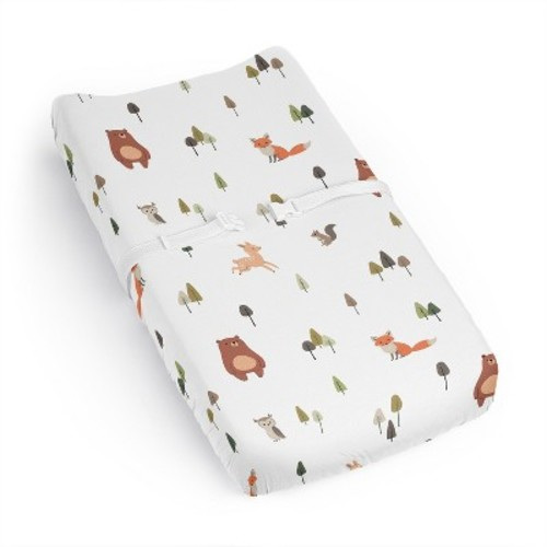 Sweet Jojo Designs Boy Girl Gender Neutral Unisex Changing Pad Sheet Woodland Animal Pals Green Beige and Orange