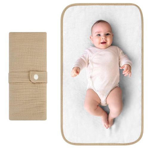 Accmor Portable Diaper Changing Pad, Muslin Cotton Foldable Baby Changing Mat for Travel, Baby Essentials Shower Registry Gifts