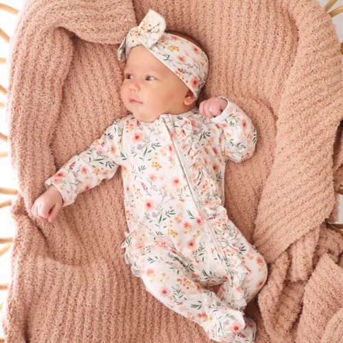 Winnie's Wildflowers Ruffle Zipper Footie
