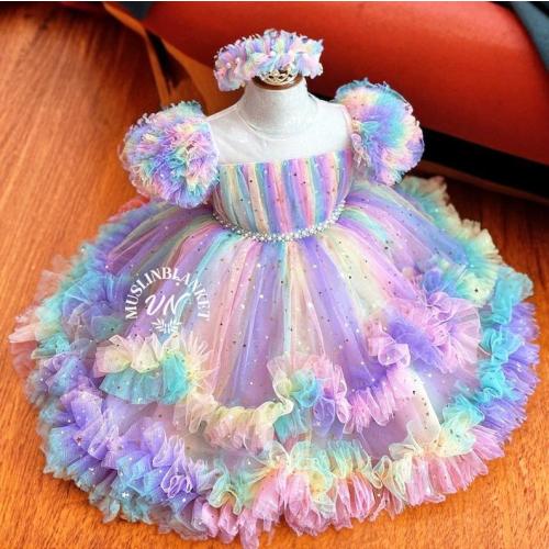 Rainbow tulle dress, tulle dress baby toddler girl, Toddler dress with stars, First birthday dress, Toddler photoshoot dress, Unicorn dress