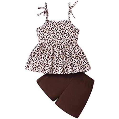 Toddler Girls Summer Clothes Outfits Bow Shoulder Sleeveless Sunflower Shirt Tops and Shorts 2 Piece Sets