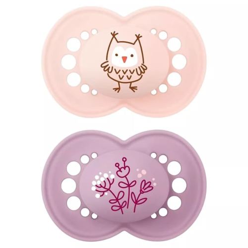 MAM Original Matte Baby Pacifier, Nipple Shape Helps Promote Healthy Oral Development, 2 Pack, Girls, 6+ Months