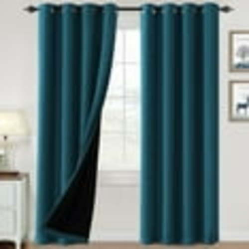 Primebeau Thermal Insulated Blackout Curtains, Stone Blue, 52” x 84”