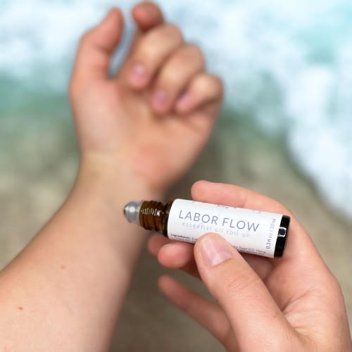 Labor Flow Roll-On | Organic Essential Oil Blend | Encourage Labor Progression | Labor Support | Evening Primrose + Clary Sage | Doula Gift