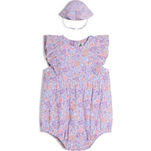 Floral Cotton Romper & Sun Hat Set, 0-3M