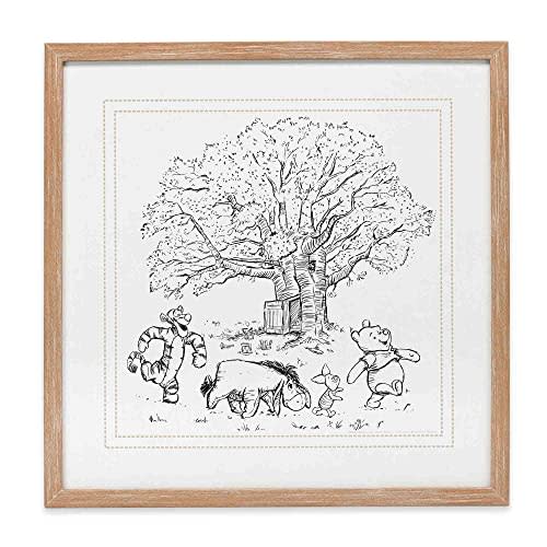 Disney Winnie the Pooh and Friends Sketched Scene Framed Wood Wall Decor - Large Vintage Winnie the Pooh Picture