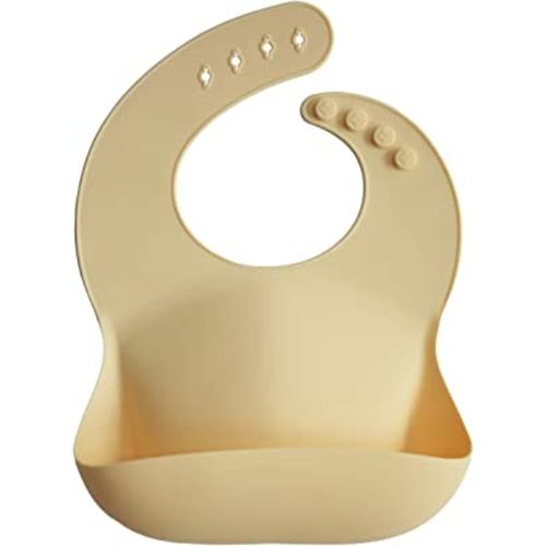 mushie Silicone Baby Bib | Adjustable Fit Waterproof Bibs (Sunshine)