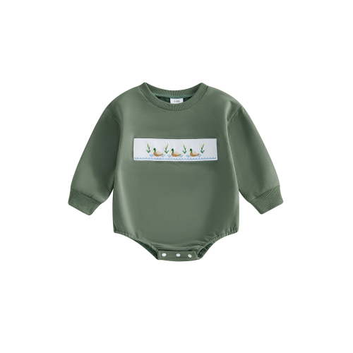 Mallard Duck Embroidery Oversized Romper
