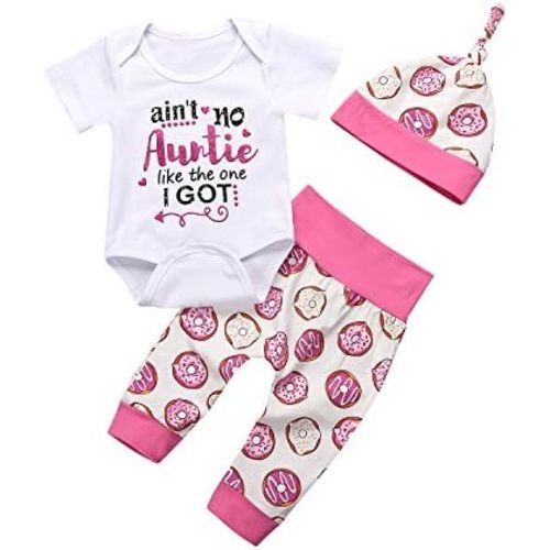 Cute 4PCs Newborn Kids Baby Girl Daddy Little Princess Romper + Flowers Pants + Hat + Flower Headband Winter Outfit