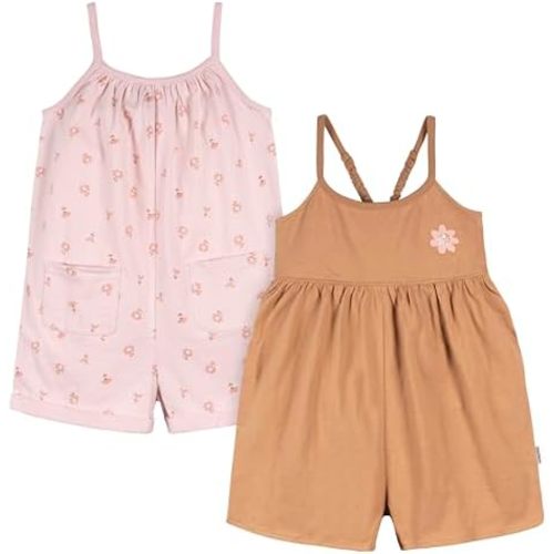 Gerber Baby Girls' Toddler 2-Pack Sleeveless Romper Jumpsuit