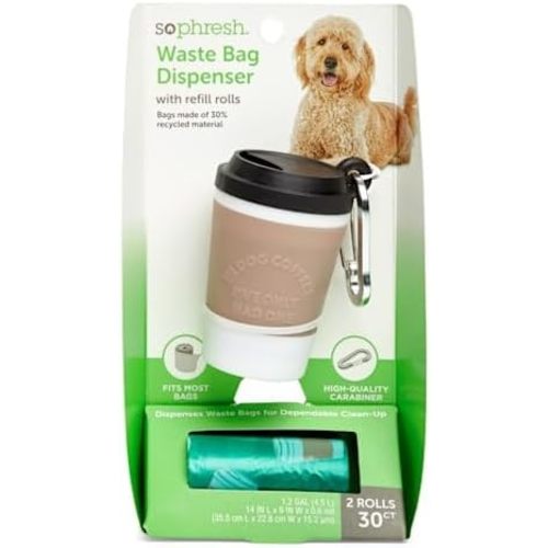 So Phresh Coffee Cup Dog Waste Bag Dispenser with Refill Rolls Count of 30