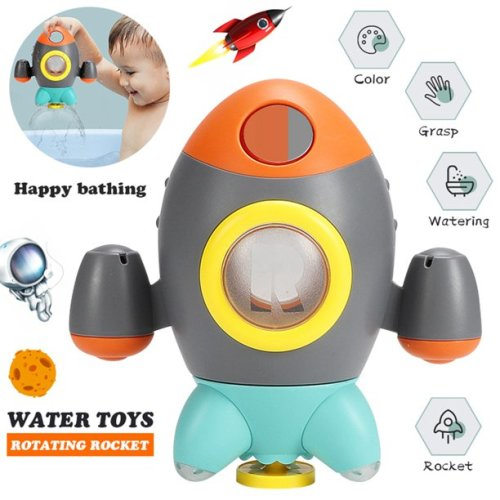CHUANK Baby Bath Toys Space Rocket Shape Bathtub Toys for Toddlers Rotating Fountain Spray Water Toy Swimming Bath Baby Shower Pool for 1 2 3 4 Years Old Kids Boys Girls