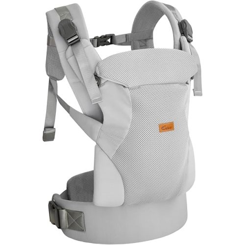 CUBY Baby Carriers from Newborn, 4-in-1 Magnetic Snap Baby Carrier with Adjustable Breathable Head Neck Support Baby Sling Wraps Carrier, Toddler Front and Back Baby Carriers Use Up to 8-40 LBS (Grey)