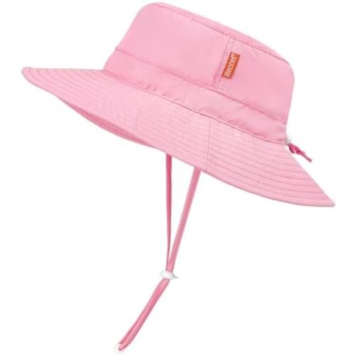 HECCEI Baby Sun Hat Adjustable Summer Beach Hat with Wide Brim UPF 50+ Sun Protection Bucket for Infant Boy Girl