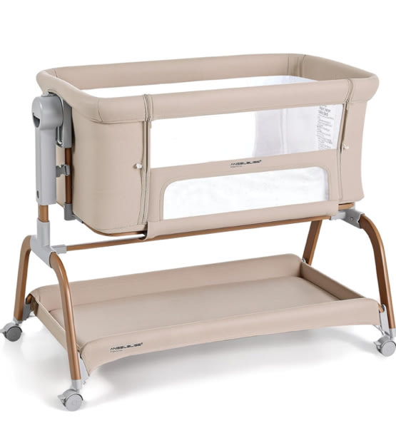 ANGELBLISS 3 in 1 Baby Bassinet, Rocking Bassinets Bedside Sleeper with Comfy Mattress and Wheels, 6 Height Adjustable Easy Folding Portable Bedside Crib for Newborn Infant (Dark Grey)