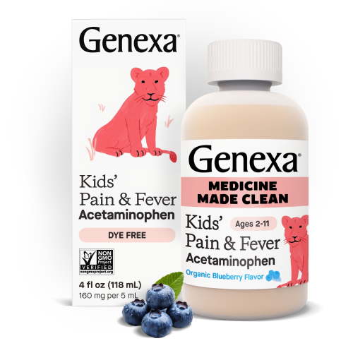 Genexa Children's Acetaminophen, 4 oz - Organic Blueberry, Gluten-Free, Non-GMO, Vegan