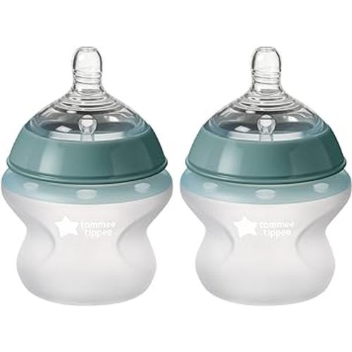 Tommee Tippee Closer to Nature Soft Feel Silicone Baby Bottle, Slow Flow Breast-Like Nipple with Anti-Colic Valve, Stain and Odor Resistant, 5oz, 2 Count