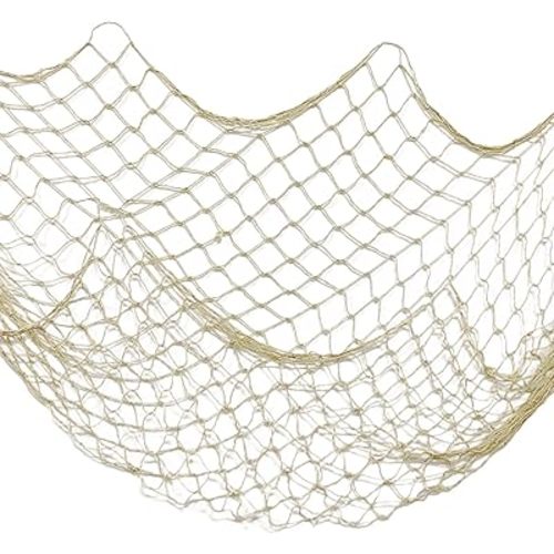 OJYUDD Fishing Net Decor, Fishnet Decor, Mediterranean Style Photographing Decoration, Natural Fish Net, Fish Net Party Accessory and Wall Table Decor (Creamy White)