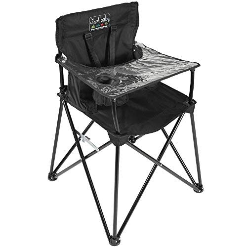 ciao! baby Portable High Chair for Babies and Toddlers, Fold Up Travel High Chair with Tray, Black