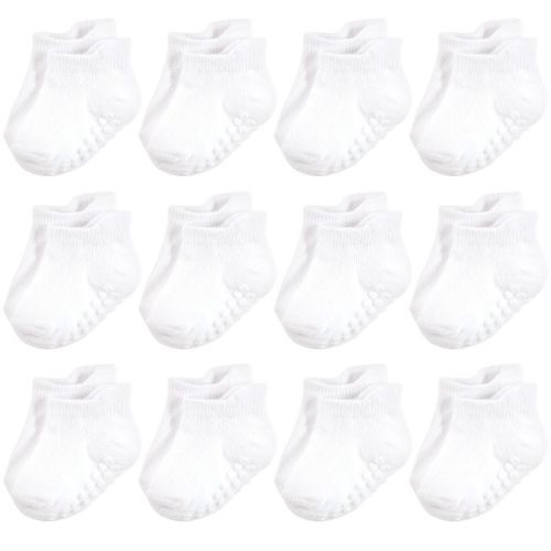 Hudson Baby Unisex Baby Non-skid No-show Socks, White, 6-12 Months