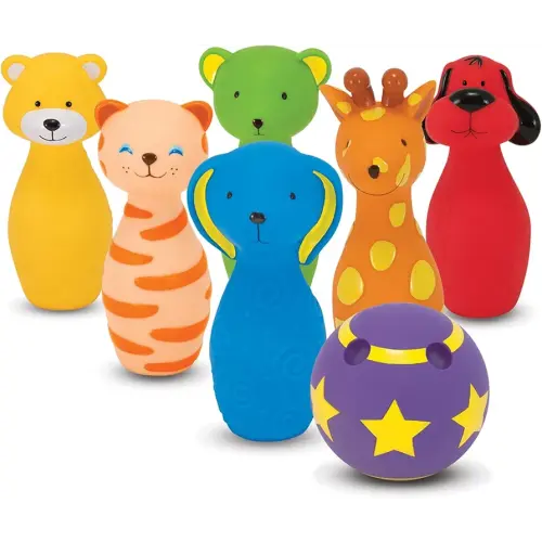 Melissa & Doug K's Kids Bowling Friends Play Set and Game With 6 Pins and Convenient Carrying Case