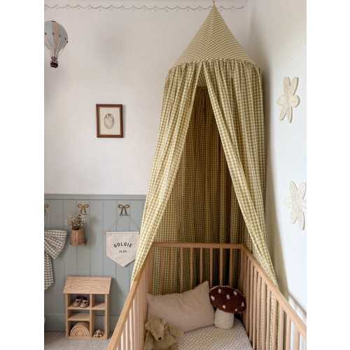 Gingham Bed Canopy - Vintage Country Green - Checkered Canopy - Crib Canopy for Kids -Teepee Tent Den Playroom - Children&#39;s room decoration
