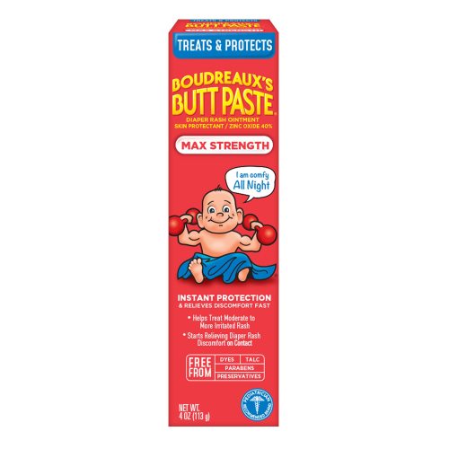 Amazon.com: Boudreaux’s Butt Paste Maximum Strength Diaper Rash Cream, 4 Oz | Diaper Cream for Baby, Ointment With Zinc Oxide, Fast Relief, Overnight Protection, Moderate to Irritated Diaper Rash
