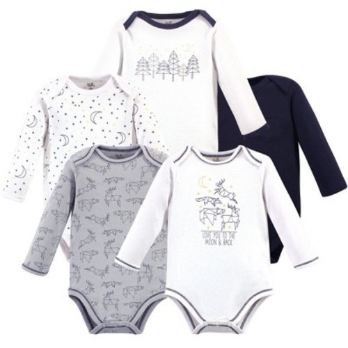 Touched by Nature Baby Boy Organic Cotton Long-Sleeve Bodysuits 5pk, Constellation, 3-6 Months