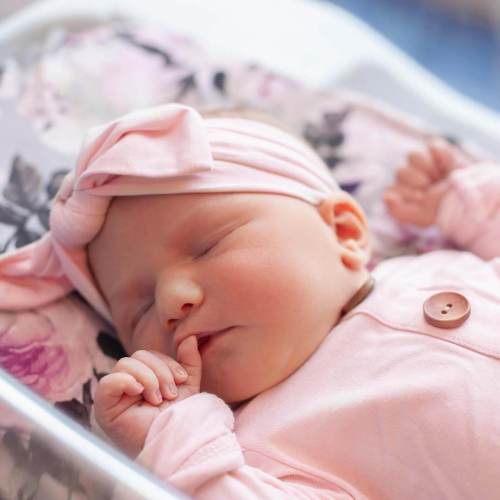 Solid Blush Bamboo Baby Knot Gown & Hat