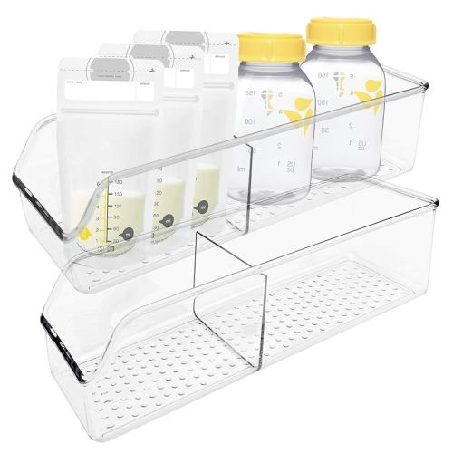Amazon.com: 2 Pack Breast Milk Storage Bottles Solution Set Compatible with Medela for Fridge,Plastic Organizer Bin with Divider for Breast Milk Bags, Food Pouches, Or Baby Food Jars/Containers/Bottles : Baby