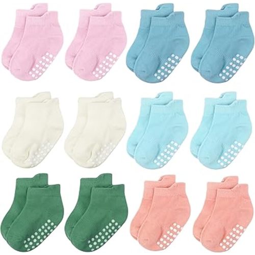 Baby Socks - Cotton Non-Slip Ankle Socks for Toddlers, Boys & Girls
