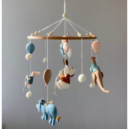Vintage Winnie the Pooh and his friends, Baby mobile boy, cot girl mobile, Winnie the Pooh Nursery, hanging teddy bear mobile, baby shower.