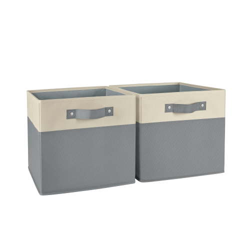 RiverRidge Kids 2pc Two-Tone Collapsible Cube Fabric Storage Bins with Handles - Gray