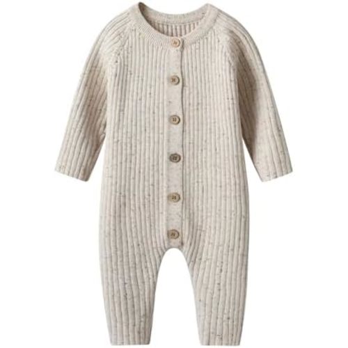 Newborn Baby Knit Sweater Romper Coverall Outfits One-Piece Jumpsuit Organic Cotton for Infant Baby Boys, Girls
