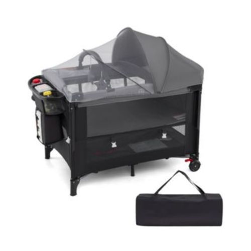 Baby Bassinet Bedside Crib with Changing Table Mattress Detachable Canopy Basket