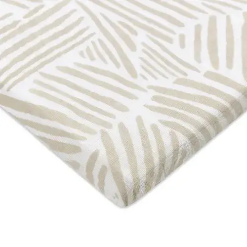 All-Stages Bassinet Sheet in GOTS Certified Organic Muslin Cotton - Oat Stripe
