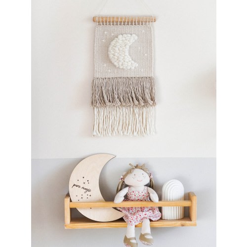Moon Woven Wall Hanging: Neutral Nursery Decor, Fiber Art